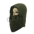Warm olive green fleece balaclava windproof outdoor winter neck gaiter mask for cycling - One Size / Army Green