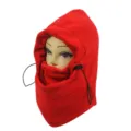 Bright red fleece warm windproof cycling balaclava mask hood with adjustable drawstring - One Size / Red