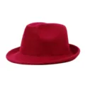 Elegante wijnrode vilten gleufhoed jazzhoed met stijlvolle opgerolde rand voor dames - One Size (56-58cm) / Britse Retro Fedora Hoed / Rood