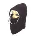 Brown windproof fleece balaclava mask for winter cycling with soft white plush lining - One Size (55-60cm) / Coffee
