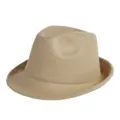 Chapeau de jazz classique en feutre de style rétro britannique avec bord roulé beige - Taille Unique (56-58cm) / Chapeau Fedora Rétro Britannique / Kaki