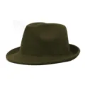 Chapeau fedora rétro britannique classique en laine mélangée avec bord en vert olive - Taille Unique (56-58cm) / Chapeau Fedora Rétro Britannique / Vert Militaire