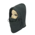 Dark gray fleece thermal balaclava hood for winter outdoor cycling and cold weather sports - One Size (55-60cm) / Dark Gray