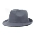 Chapeau fedora classique en feutre gris foncé avec bord roulé pour homme et femme hiver - Taille Unique (56-58cm) / Chapeau Fedora Rétro Britannique / Gris clair