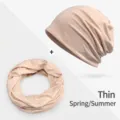Conjunto de gorro fino y braga de cuello transpirable para primavera y verano - Talla única / Beige