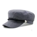 Elegant grey wool captain hat featuring a black rope band and polished gold button detail - One Size(56-58cm) / Style 2-Gray