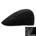 Elegant black suede flat cap for men and women with warm plush fleece lining detail - 56-59cm / Black