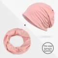 Pink thin breathable modal beanie and neck gaiter set for spring and summer - One Size / Pink