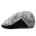 Stylish grey textured jacquard flat cap with black side panels for autumn and winter - 55-58cm (Adjustable) / Gray Black Embroidery Jacquard / Black