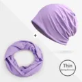 Conjunto ligero de gorro beanie y bufanda de tubo lila para la primavera y verano - Talla única / Púrpura