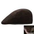 Warm brown suede flat cap with thick fleece lining for autumn and winter - 56-59cm / Coffee