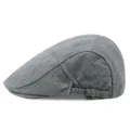 Classic grey and white herringbone pattern flat cap with side adjustable metal buckle - M (56-58cm) / Side Adjustment - Black & Light Grey Herringbone