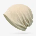Breathable hollow-out summer beanie hat in beige mesh fabric for outdoor sunshade - Beige