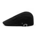 Classic black retro striped beret hat for men and women with adjustable metal buckle closure - Adjustable for 55-59cm Head Circumference / Multi-Line Style / Black