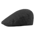 Classic vintage British style grey herringbone flat cap newsboy hat for adults - M (56-58cm) / Black & Dark Grey Herringbone