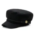 Classic black wool navy hat for winter, stylish captain cap with rope detail - One Size(56-58cm) / Style 6-Black