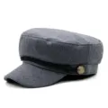 Stylish grey wool blend sailor hat with decorative rope and embossed gold buttons - One Size(56-58cm) / Style 6 Gray