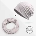 Light grey thin breathable modal beanie and neck gaiter set for spring and summer - One Size / Light Gray