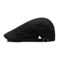 Vintage black striped newsboy cap with decorative rivets and adjustable back strap - Adjustable for 55-59cm Head Circumference / Rivet Style / Black