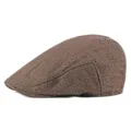 Vintage brown herringbone flat cap newsboy ivy hat with classic retro style texture - M (56-58cm) / Herringbone Coffee