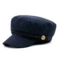 Classic navy blue wool flat top sailor cap with braided rope and ornate gold button accent - One Size(56-58cm) / Style 6 Dark Blue