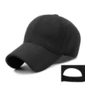 Klassische schwarze Baseballkappe aus Wollfilz für Herbst und Winter mit verstellbarem Riemen - Einstellbar (56-59cm) / Schwarz (Wolle)