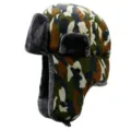 Winter camouflage trapper hat with thick plush lining and windproof ear flaps for outdoor - One Size (56-59cm) / Coffee Camo