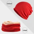 Conjunto de gorro de invierno rojo y braga de cuello forrada con forro polar para hombre - Estilo sin Forro de Felpa / Rojo
