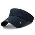 Visiera parasole sportiva professionale blu scuro con occhielli in metallo per unisex - 55-59cm (Regolabile) / Metal Eyelet Style / Blu navy