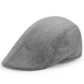 Gorra plana de lino gris transpirable vintage para protección solar y estilo de verano - Talla única(56-58cm) / Ajuste regular / Gris oscuro
