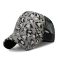 Berretto da baseball alla moda con paillettes leopardate e rete posteriore traspirante - Regolabile per Circonferenza Testa 55-59cm / Stile Paillettes - Leopardo Grigio