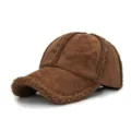 Fashionable brown suede baseball cap with thick fleece lining for winter warmth - 56-59cm(Adjustable) / Gray (No Pom Pom)
