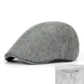 Boina gris de lino transpirable para protección solar con detalle elástico trasero - Talla única(56-58cm) / Estilo de Banda Elástica / Gris oscuro