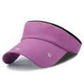Visiera parasole estiva unisex in colore viola a tinta unita con occhielli in metallo - 55-59cm (Regolabile) / Metal Eyelet Style / Viola chiaro