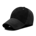Casquette de baseball unisexe en velours noir pour l'hiver avec tissu épais et réglable - Réglable 56-59cm / Noir