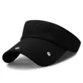 Cappello con visiera parasole nera classica per sport all'aperto e viaggi estivi - 55-59cm (Regolabile) / Metal Eyelet Style / Nero