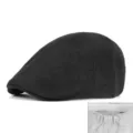 Boina de lino transpirable negra clásica para hombres y mujeres protección solar de verano - Talla única(56-58cm) / Estilo de Banda Elástica / Negro