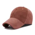 Casquette de baseball en velours chaud d'automne et d'hiver en finition rouge brique - Réglable 56-59cm / Rose Poudré Foncé