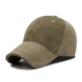 Casquette de baseball en velours vert olive d'hiver, chapeau pare-soleil épais et doux - Réglable 56-59cm / Café Léger