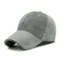 Casquette de baseball en velours gris premium, chapeau d'hiver chaud et épais de sport - Réglable 56-59cm / Gris clair
