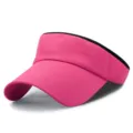 Visiera parasole rosa e nera con parte superiore cava per sport all'aria aperta e trekking - 55-59cm (Regolabile) / Stile Semplice / Rosso rosa