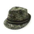 Vintage british style plaid fedora hat with graffiti letters and decorative zipper - One Size (56-58cm) / Letter Print Style 1