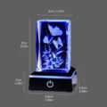 Detailed dimensions of 3D laser engraved crystal cube night light with butterfly lily - Butterfly Flower Crystal Night Light (方体27)