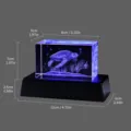 Detailed dimensions for 3D laser engraved turtle crystal night light on black base. - Sea Turtle Engraved Crystal / With Luminous Base Set
