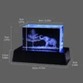 Cubo de cristal grabado con láser 3D con elefante y dimensiones de la base LED - Elefante Cristal Grabado 3D (Base LED)