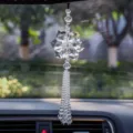 Sparkling crystal maple leaf car hanging ornament for auto rearview mirror interior decoration - Clear