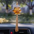 Sparkling crystal maple leaf car hanging ornament, amber auto interior decor pendant. - Champagne
