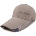 Khaki baseball cap with extra long brim for sun protection and breathable mesh back. - CAP Label Dark Beige-Mesh Back