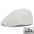 Elegante berretto piatto in pizzo bianco a fiori per donna con bottoni a pressione regolabili - Modello 5 / Regolazione Posteriore a Pressione / Bianco avorio