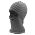 Winter warm gray knitted balaclava ski mask with soft fleece lining for outdoor activities - Single Hole Pullover Style / Light Gray